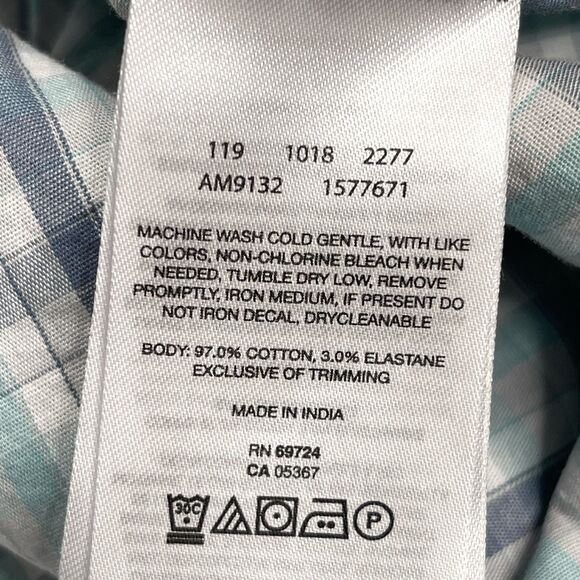 Columbia Shirt Mens Size Large Short Sleeve Button Front Blue Green Plaid - Picture 8 of 8